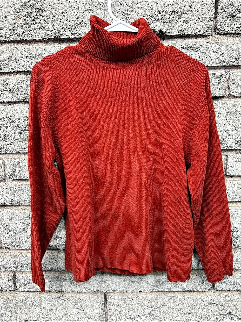 Studio Classics Women’s 2X Rust Red Ribbed Cotton Turtleneck Sweater